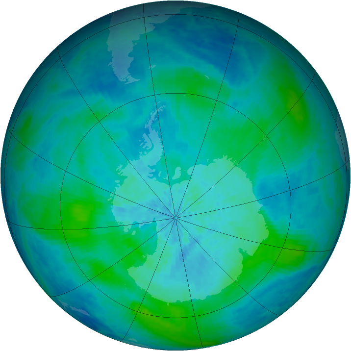Antarctic ozone map for 07 March 2004